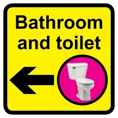 Bathroom and Toilet sign with left arrow - 300mm x 300mm